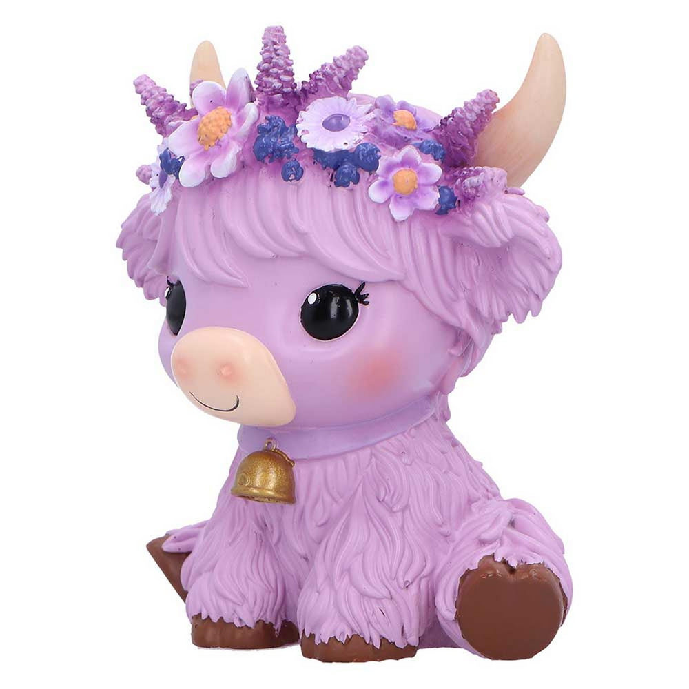 Hyacinth Purple Flower Cow Figurine 10.8cm B7443A26