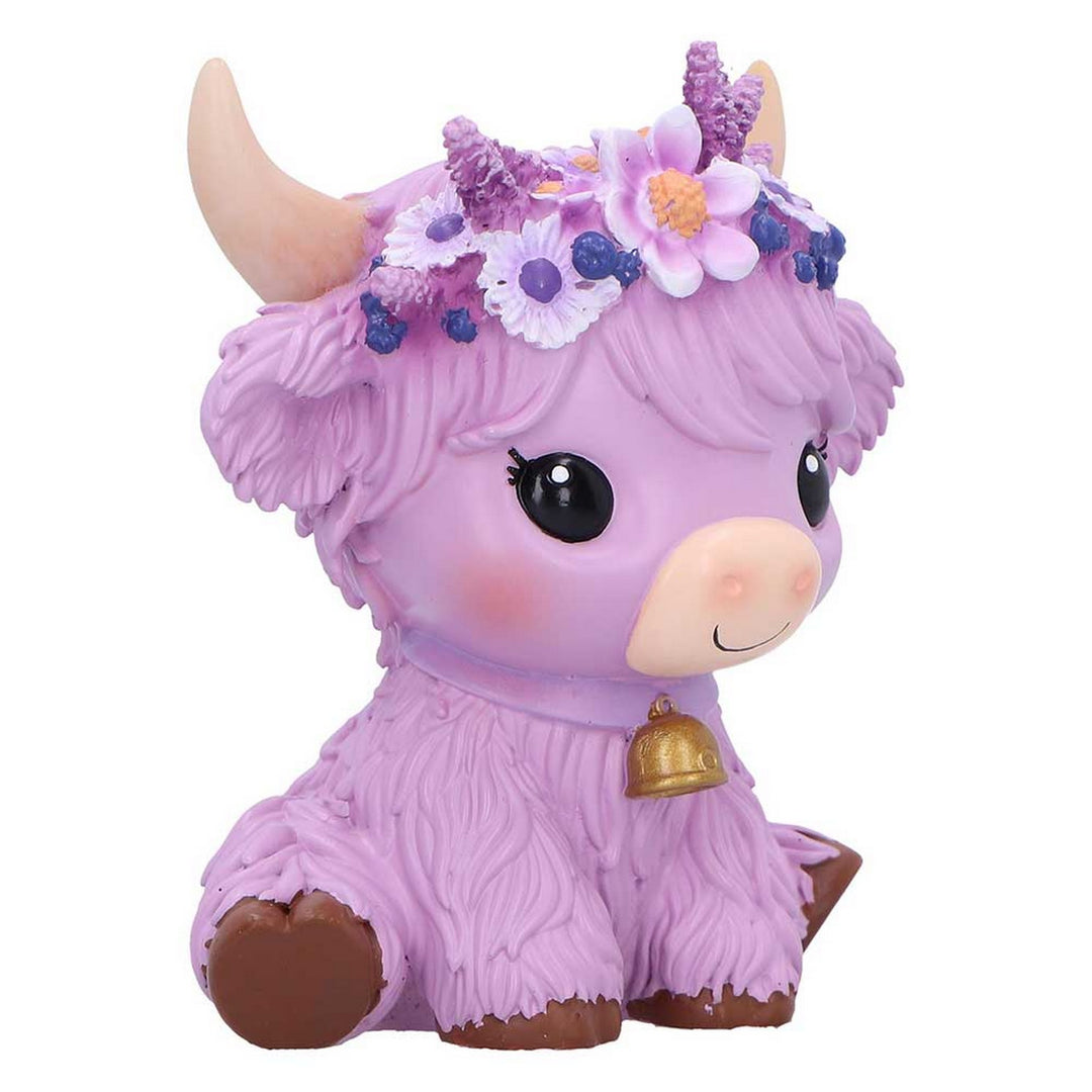 Hyacinth Purple Flower Cow Figurine 10.8cm B7443A26