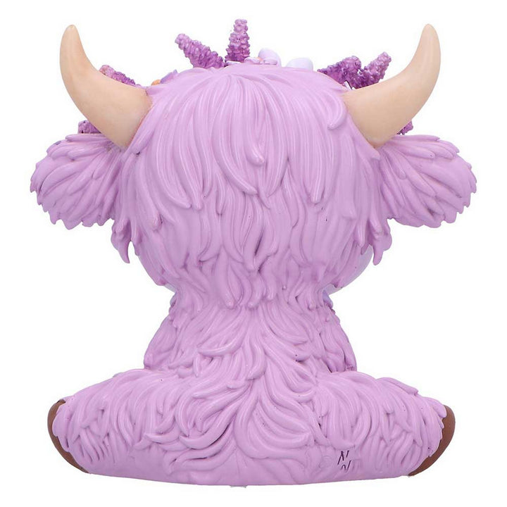 Hyacinth Purple Flower Cow Figurine 10.8cm B7443A26