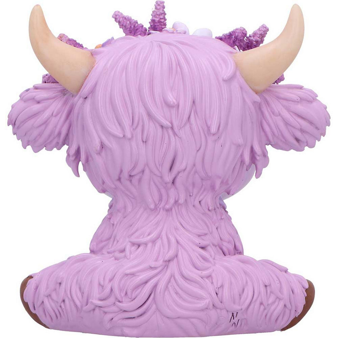 Hyacinth Purple Flower Cow Figurine 10.8cm B7443A26