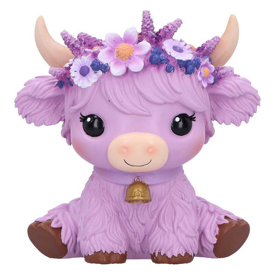 Hyacinth Purple Flower Cow Figurine 10.8cm B7443A26