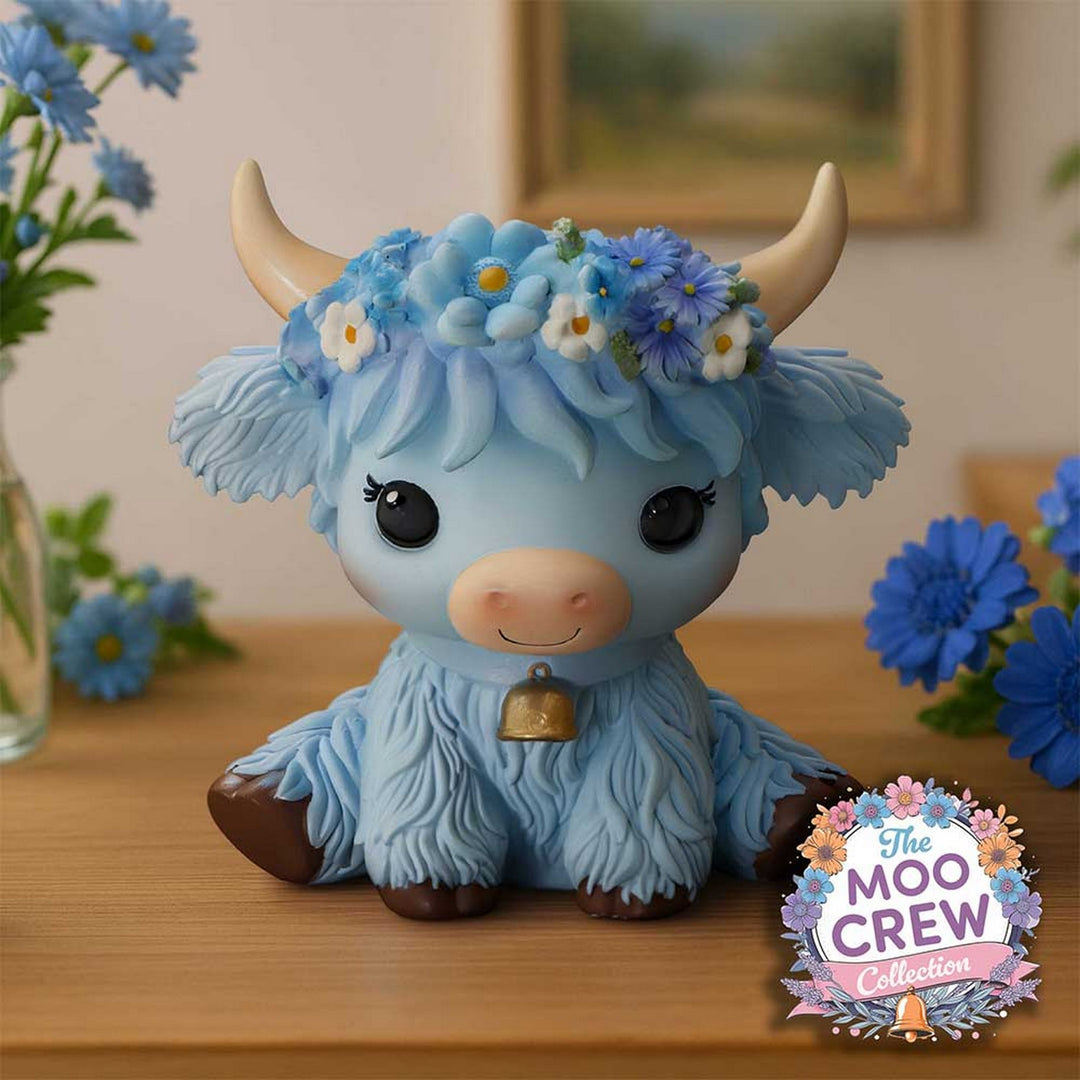 Bluebell Blue Flower Cow Figurine 10.8cm B7444A26