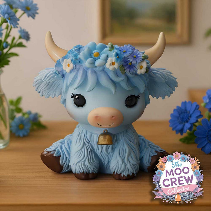 Bluebell Blue Flower Cow Figurine 10.8cm B7444A26