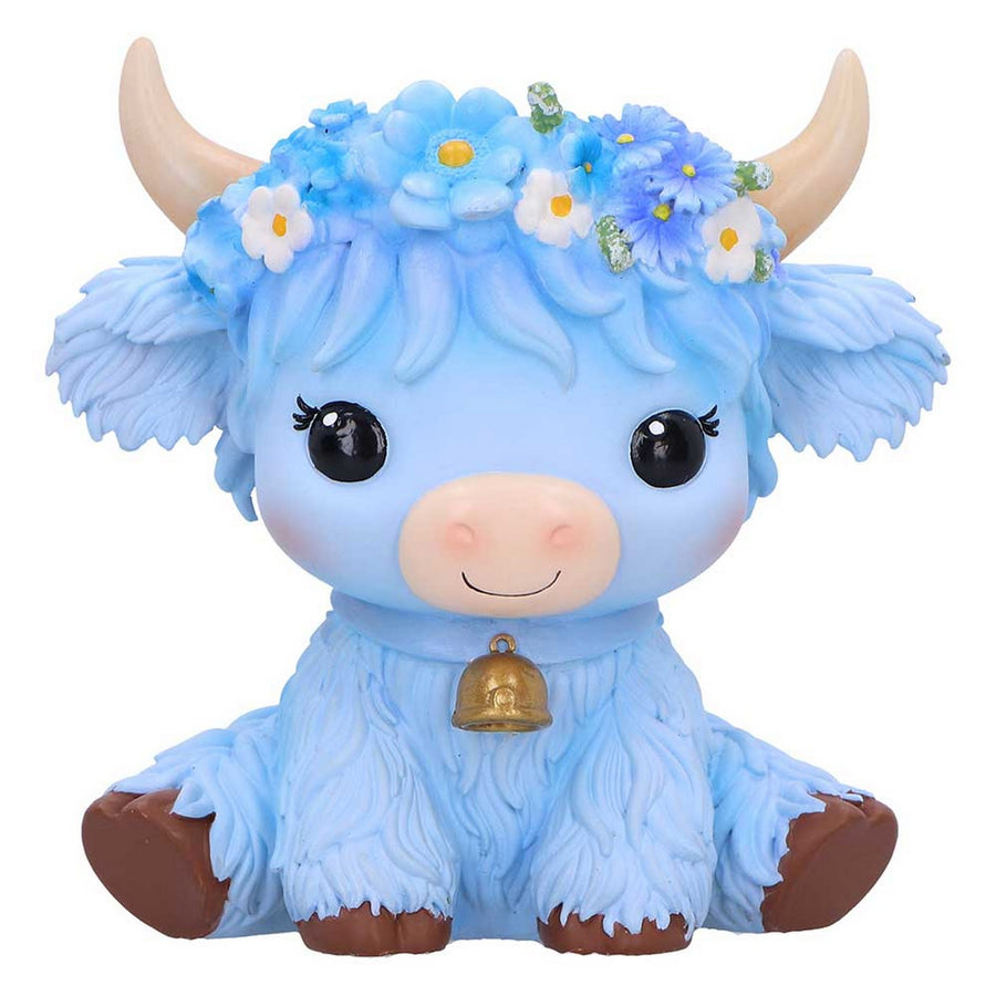 Bluebell Blue Flower Cow Figurine 10.8cm B7444A26
