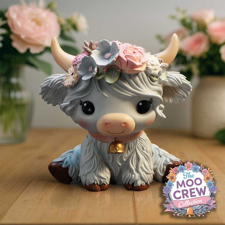 Magnolia Grey Flower Cow 10.8cm B7446A26