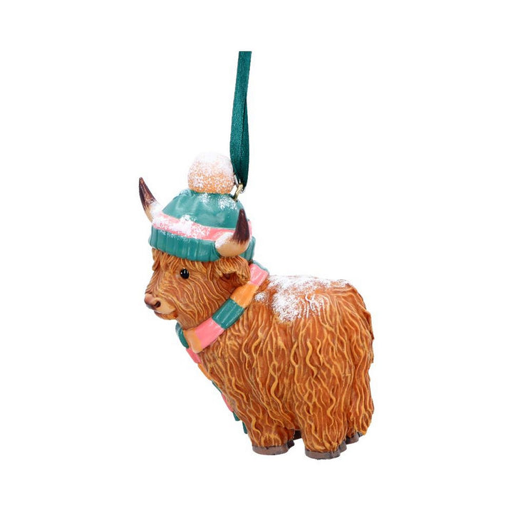 Winter Highland Cow Snowfall Hanging Ornament 8.3cm B7650B26