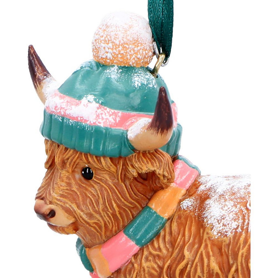 Winter Highland Cow Snowfall Hanging Ornament 8.3cm B7650B26