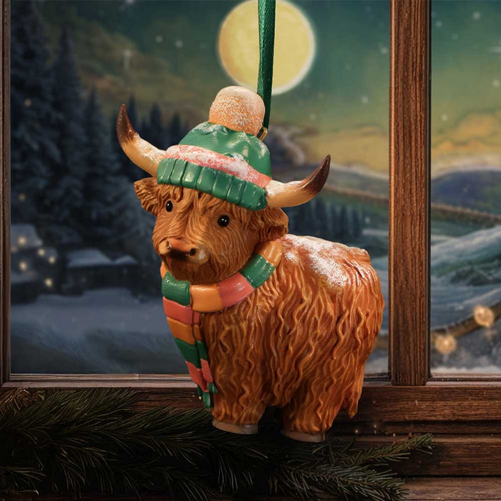 Winter Highland Cow Snowfall Hanging Ornament 8.3cm B7650B26