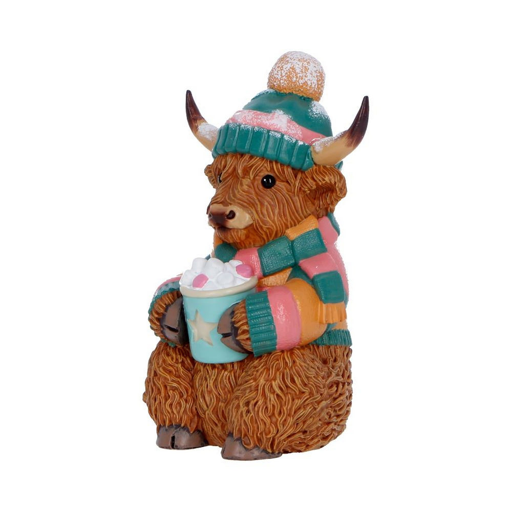 Winter Highland Cow Hot Cocoa Figurine 12.3cm B7652B26