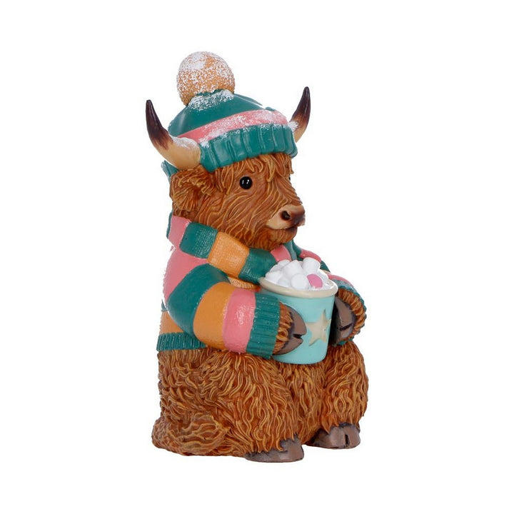 Winter Highland Cow Hot Cocoa Figurine 12.3cm B7652B26