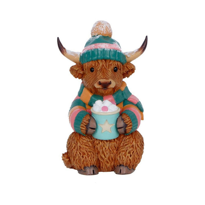 Winter Highland Cow Hot Cocoa Figurine 12.3cm B7652B26