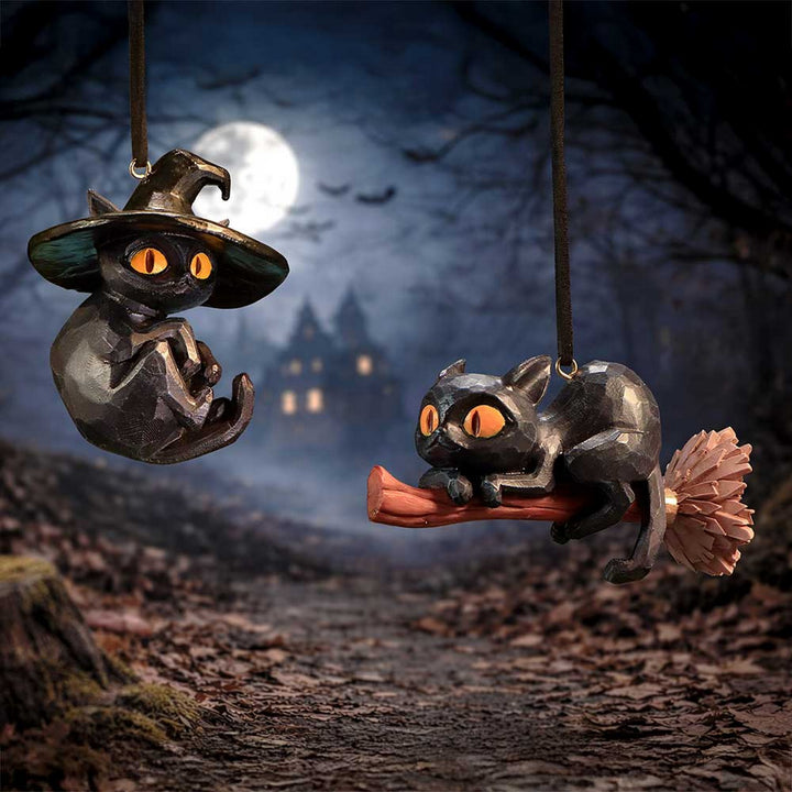 Curse and Claw Halloween Cats Hanging Ornaments (Set of 2) 7cm B7654B26