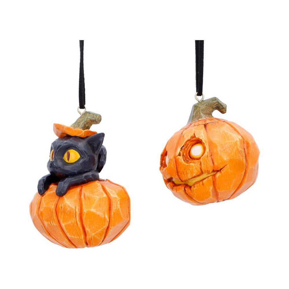 Pumpkin and Patch Halloween Hanging Ornaments (Set of 2) 7.7cm B7655B26