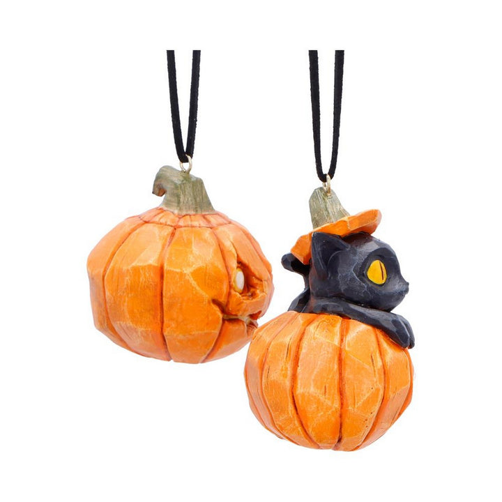 Pumpkin and Patch Halloween Hanging Ornaments (Set of 2) 7.7cm B7655B26