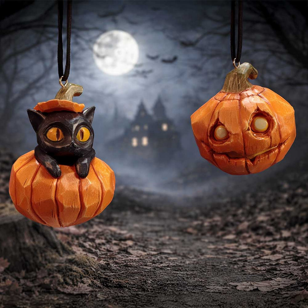 Pumpkin and Patch Halloween Hanging Ornaments (Set of 2) 7.7cm B7655B26
