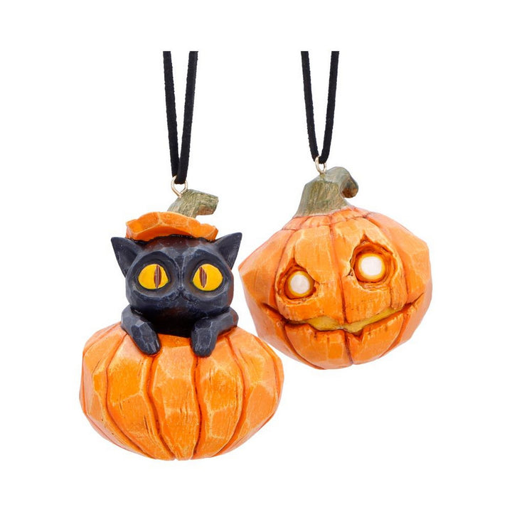 Pumpkin and Patch Halloween Hanging Ornaments (Set of 2) 7.7cm B7655B26