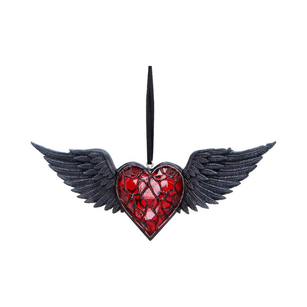 Black Winged Heart Hanging Ornament 6cm B7658B26