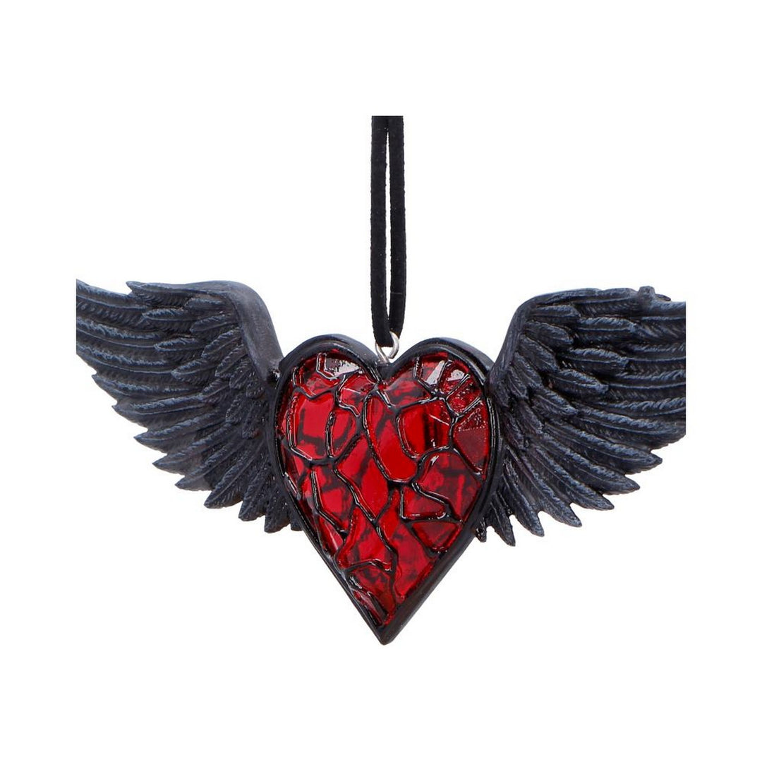 Black Winged Heart Hanging Ornament 6cm B7658B26