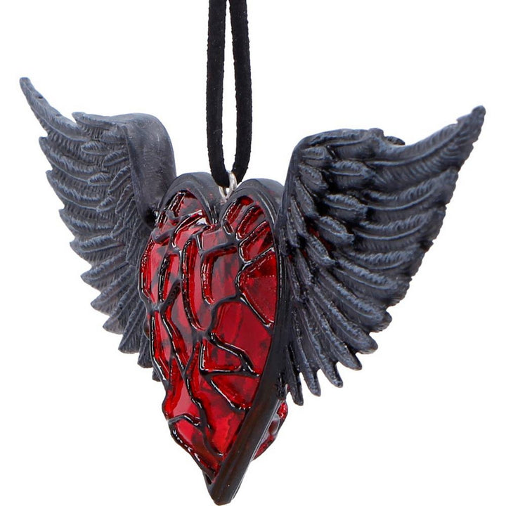 Black Winged Heart Hanging Ornament 6cm B7658B26