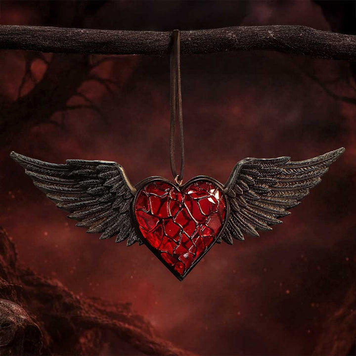 Black Winged Heart Hanging Ornament 6cm B7658B26
