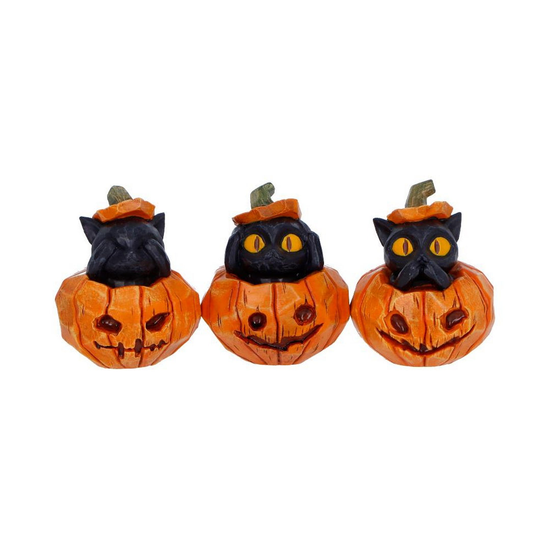 Three Wise Halloween Pumpkin Patch Cats 7.7cm B7663B26