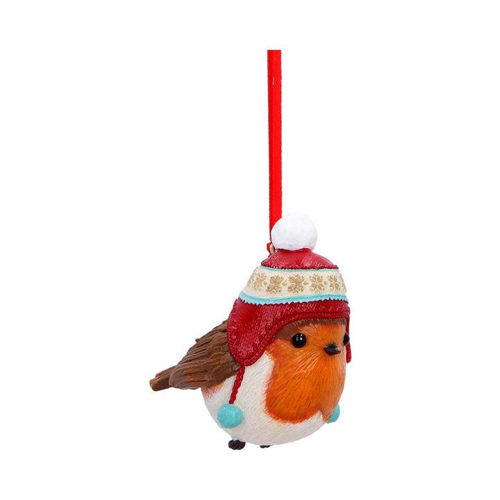 Winter Robin Bobble Hat Hanging Ornament 7.3cm B7670B26