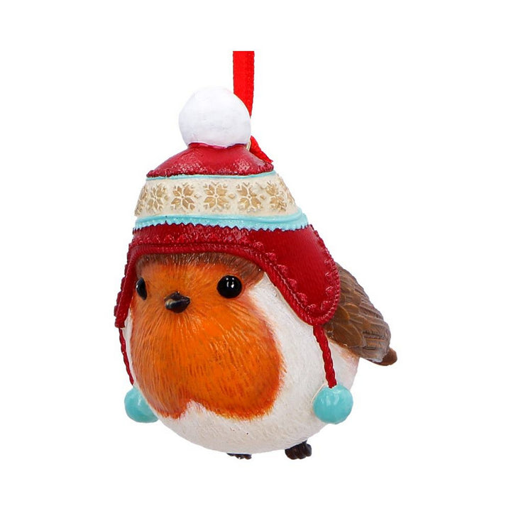 Winter Robin Bobble Hat Hanging Ornament 7.3cm B7670B26