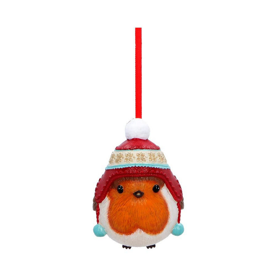 Winter Robin Bobble Hat Hanging Ornament 7.3cm B7670B26