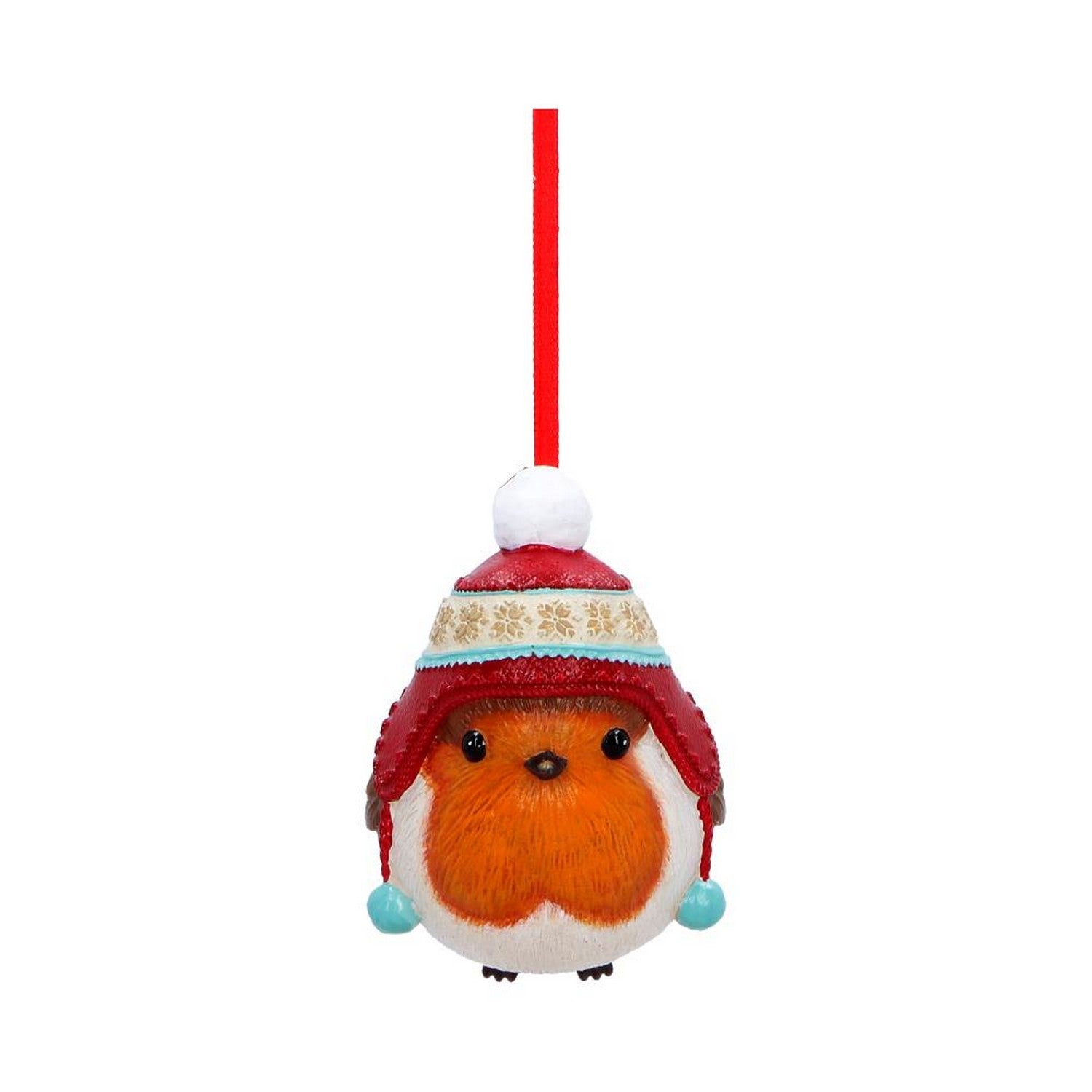 Winter Robin Bobble Hat Hanging Ornament 7.3cm B7670B26