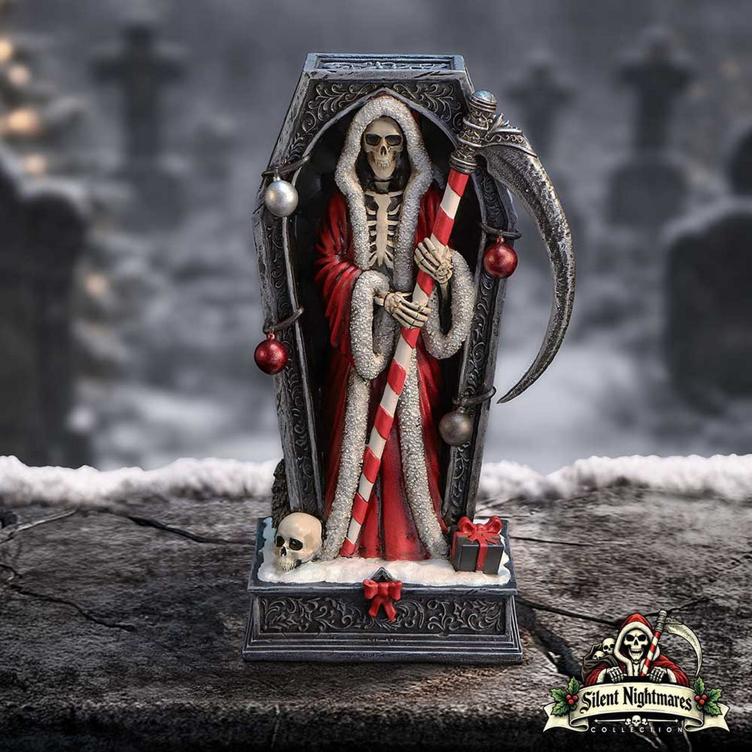 Merry Cryptmas Christmas Reaper Coffin Figurine 17.5cm B7718B26