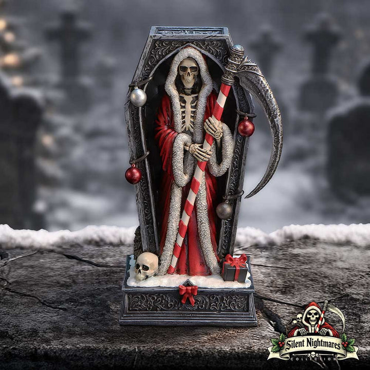 Merry Cryptmas Christmas Reaper Coffin Figurine 17.5cm B7718B26