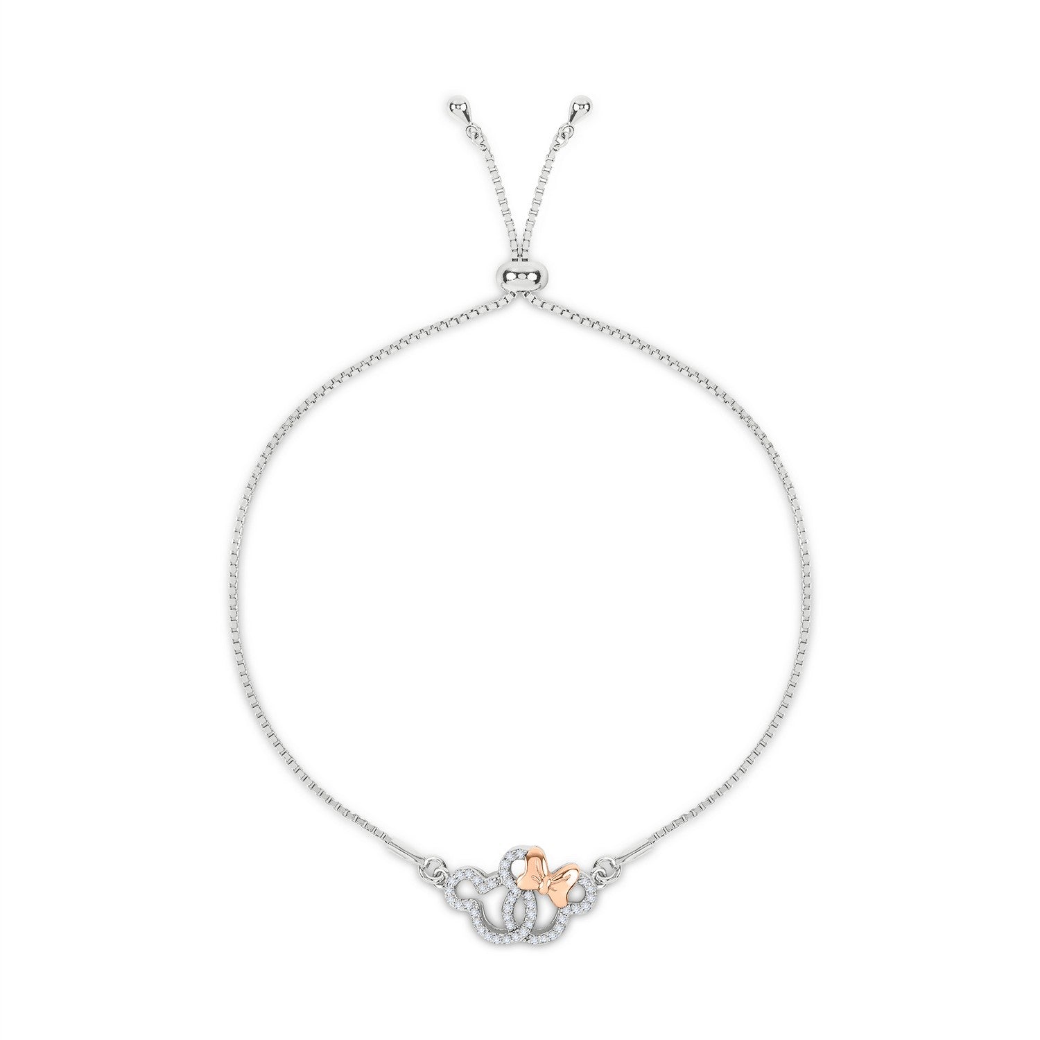 Disney Mickey & Minnie Sterling Silver 925 Tt Plt Cz And Mouse Lariat Bracelet B902055TZWL.PH