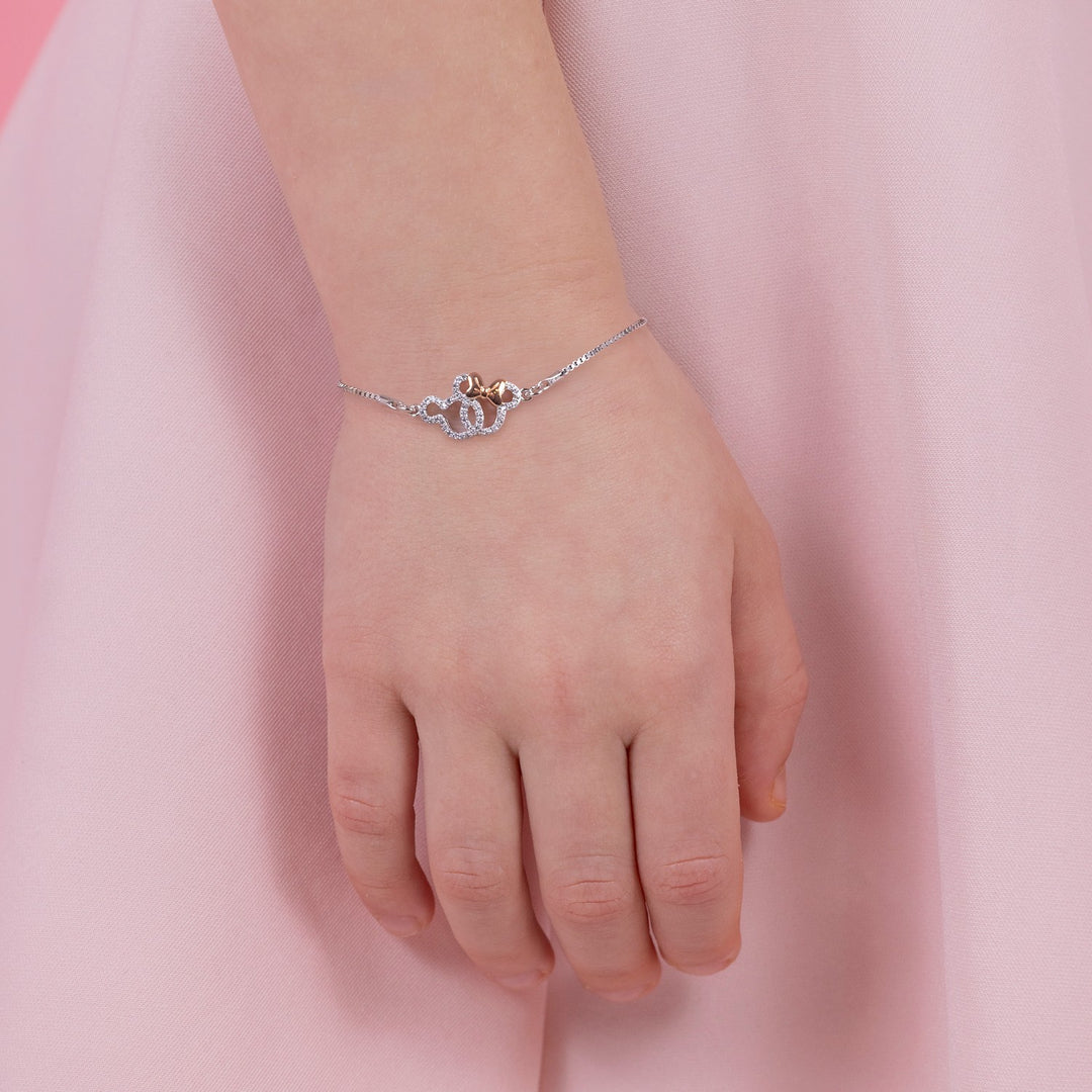 Silver Zirconia Minnie And Mickey Mouse Lariat Bracelet B902055TZWL.PH