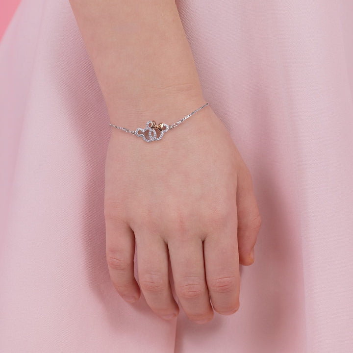 Silver Zirconia Minnie And Mickey Mouse Lariat Bracelet B902055TZWL.PH