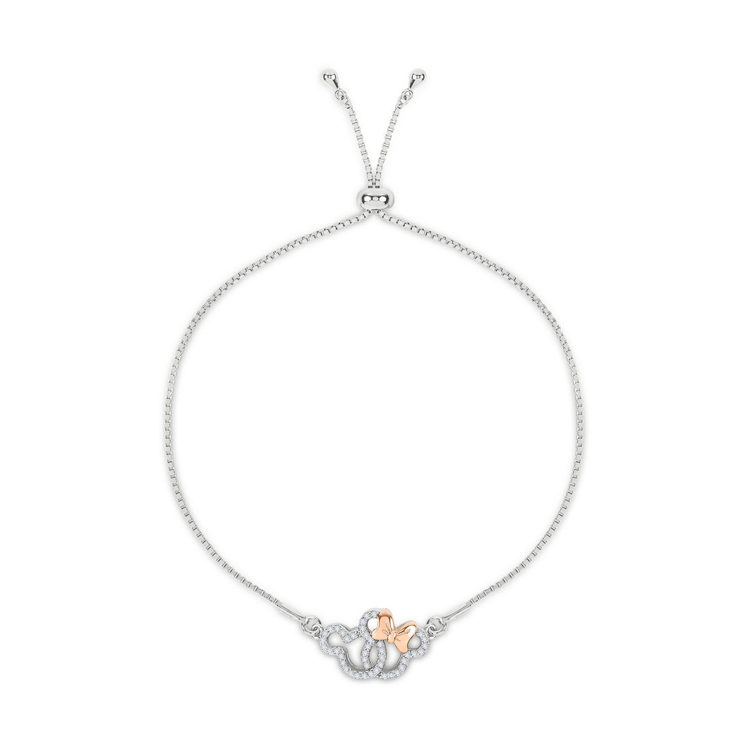 Silver Zirconia Minnie And Mickey Mouse Lariat Bracelet B902055TZWL.PH