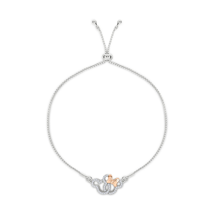 Silver Zirconia Minnie And Mickey Mouse Lariat Bracelet B902055TZWL.PH