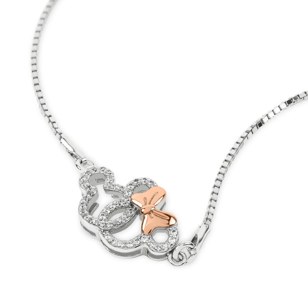 Silver Zirconia Minnie And Mickey Mouse Lariat Bracelet B902055TZWL.PH