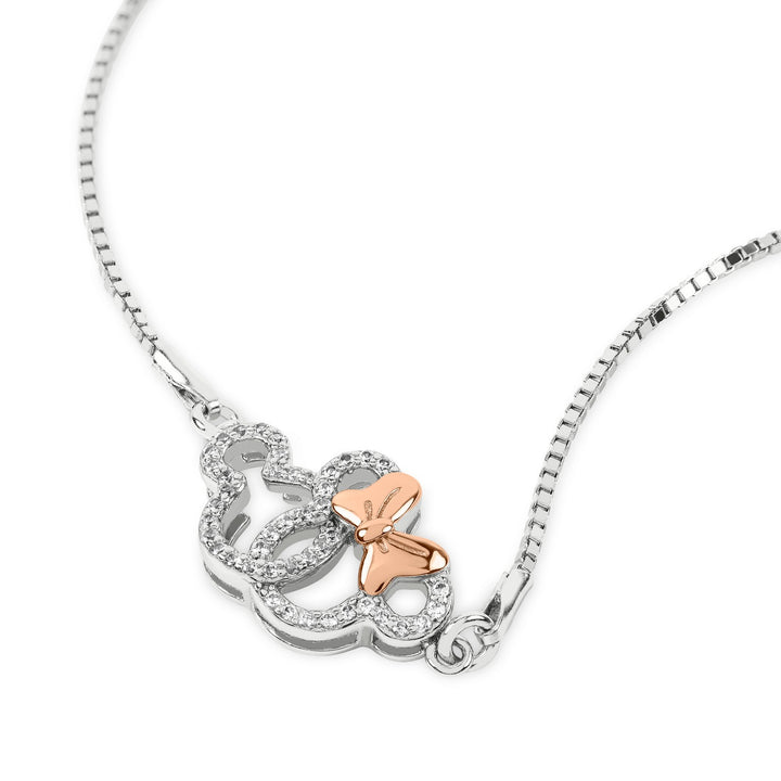 Silver Zirconia Minnie And Mickey Mouse Lariat Bracelet B902055TZWL.PH