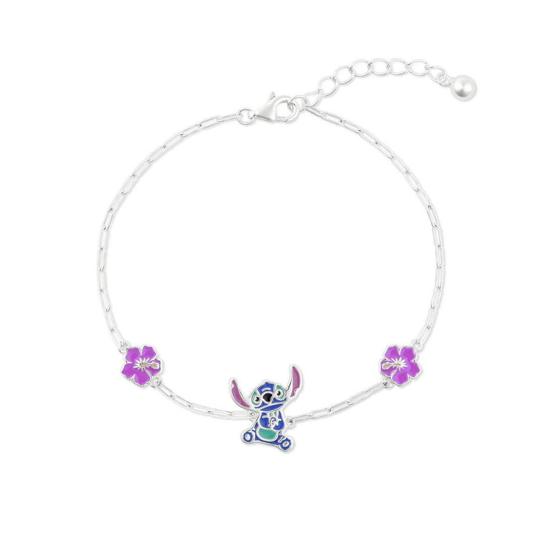 Disney Sterling Silver 925 6.5"+1" Enamel Stitch Bracelet B902414SL-65.PH