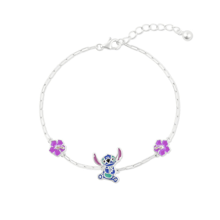 Disney Sterling Silver 925 6.5"+1" Enamel Stitch Bracelet B902414SL-65.PH