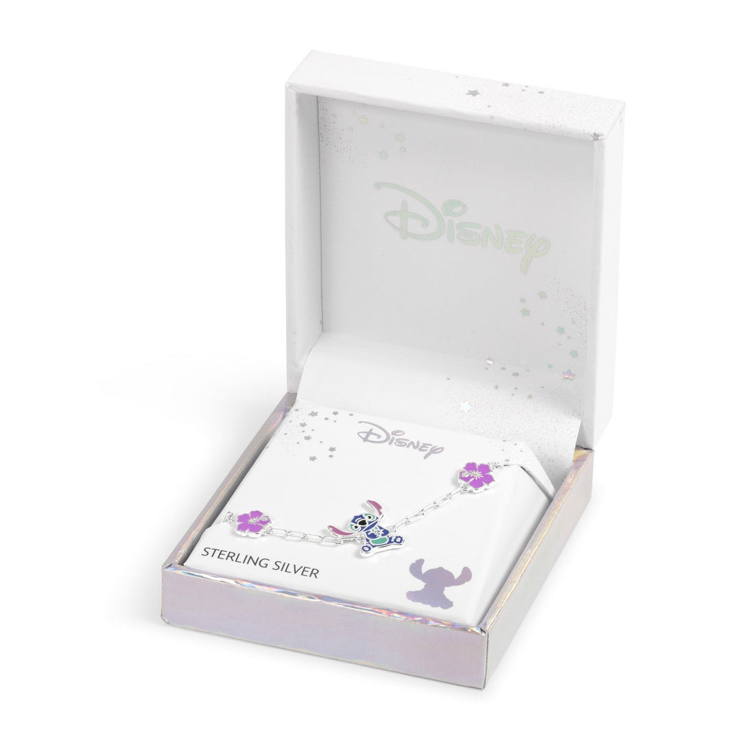 Disney Sterling Silver 925 6.5"+1" Enamel Stitch Bracelet B902414SL-65.PH