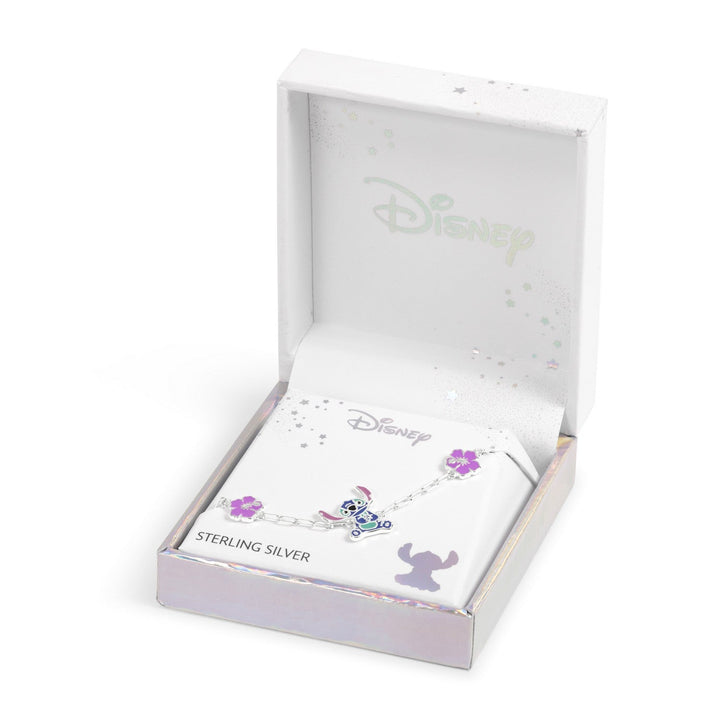 Disney Sterling Silver 925 6.5"+1" Enamel Stitch Bracelet B902414SL-65.PH