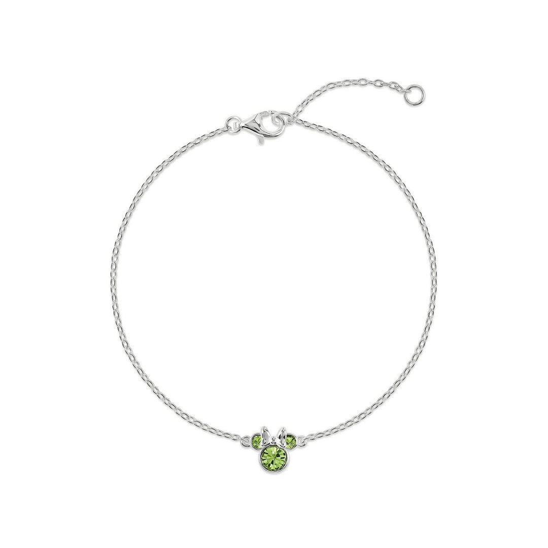 Disney Mickey & Minnie 925 6.75+1" Mouse August Birthstone Bracelet B902594SAUGL-67.PH