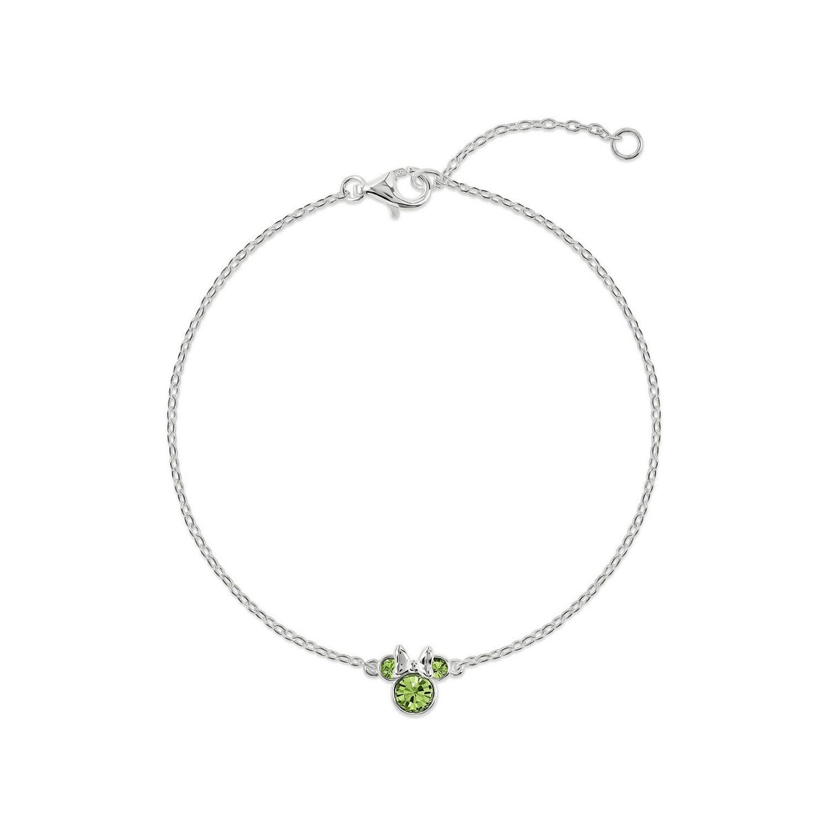 Disney Mickey & Minnie 925 6.75+1" Mouse August Birthstone Bracelet B902594SAUGL-67.PH