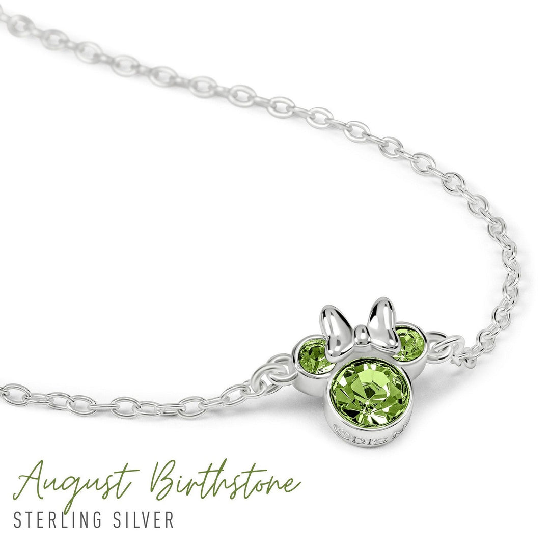 Disney Mickey & Minnie 925 6.75+1" Mouse August Birthstone Bracelet B902594SAUGL-67.PH