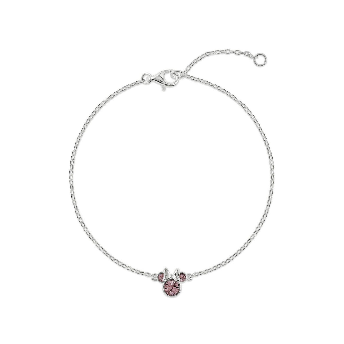 Disney Mickey & Minnie 925 6.75+1" Mouse Febuary Birthstone Bracelet B902594SFEBL-67.PH