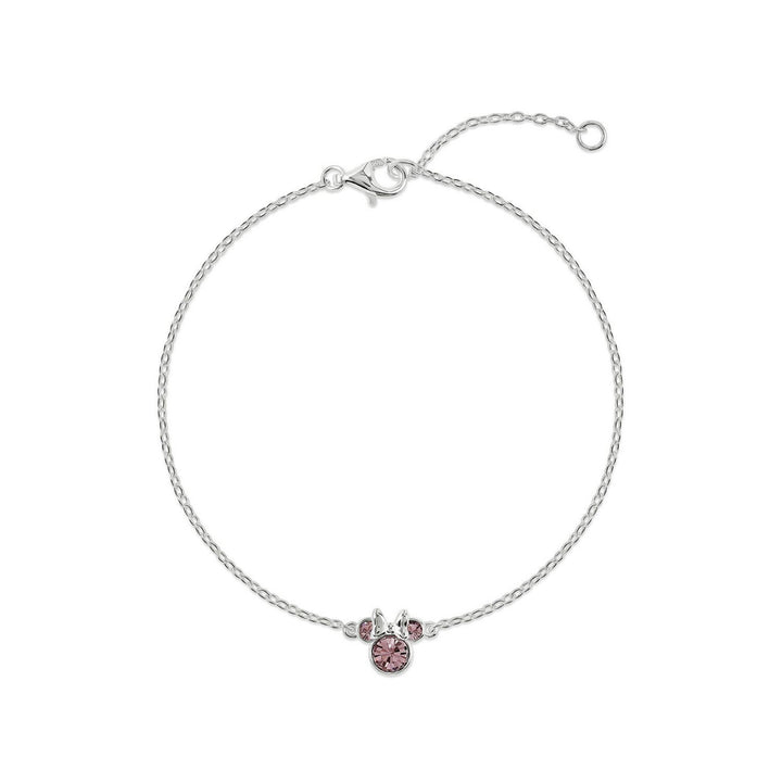 Disney Mickey & Minnie 925 6.75+1" Mouse Febuary Birthstone Bracelet B902594SFEBL-67.PH