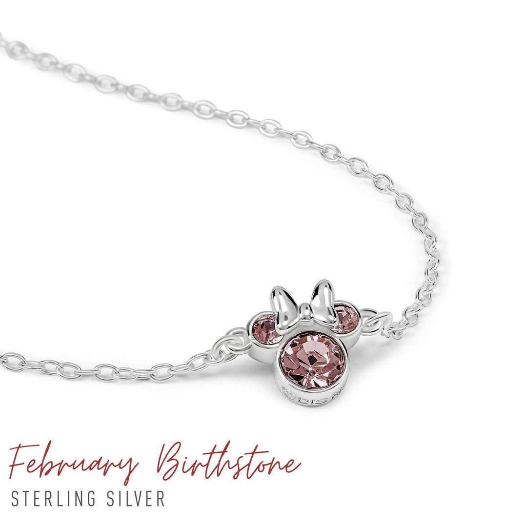Disney Mickey & Minnie 925 6.75+1" Mouse Febuary Birthstone Bracelet B902594SFEBL-67.PH