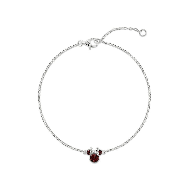 Disney Mickey & Minnie 925 6.75+1" Mouse January Birthstone Bracelet B902594SJANL-67.PH