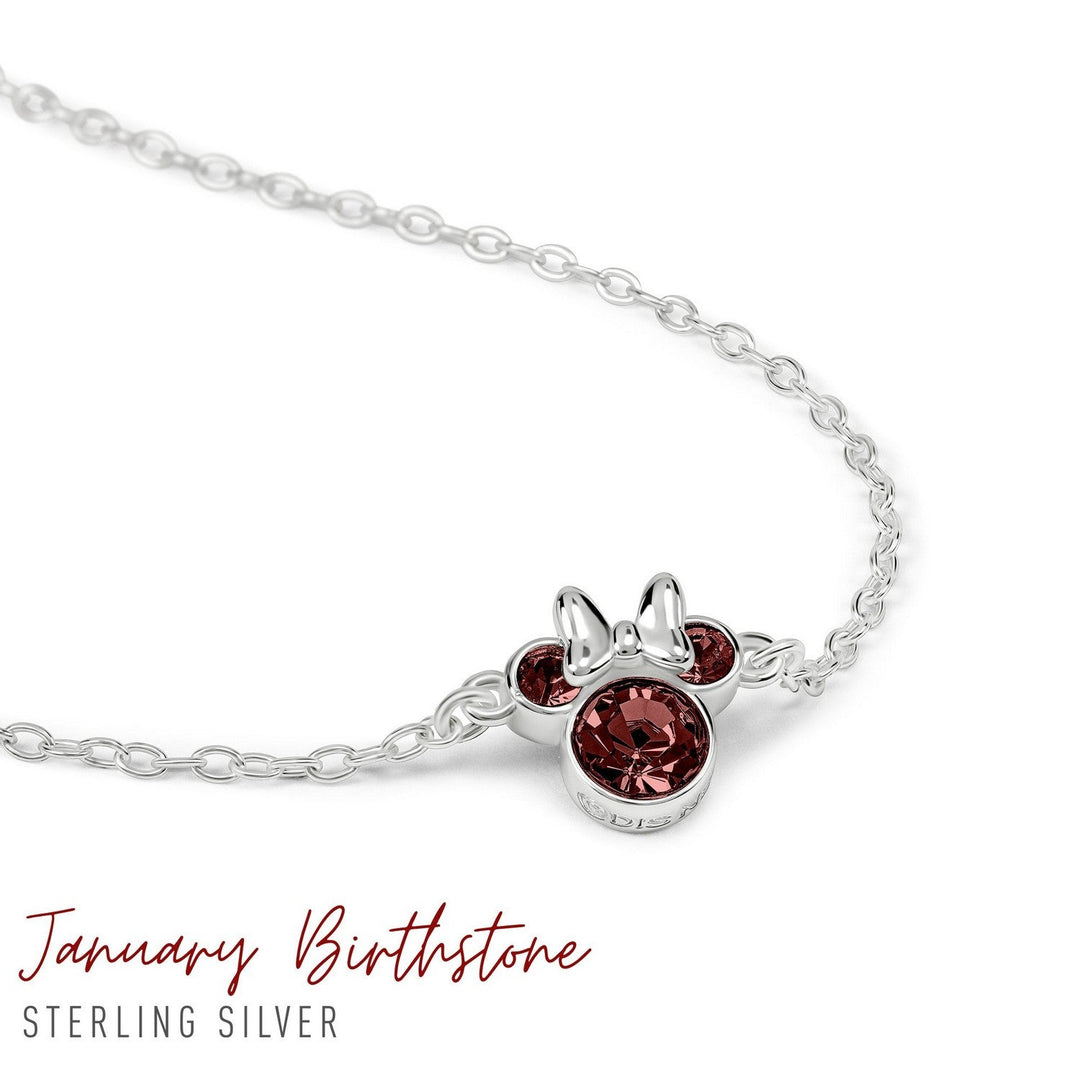Disney Mickey & Minnie 925 6.75+1" Mouse January Birthstone Bracelet B902594SJANL-67.PH